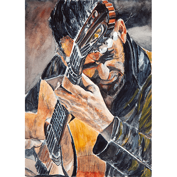 The Guitarist - Original Watercolor